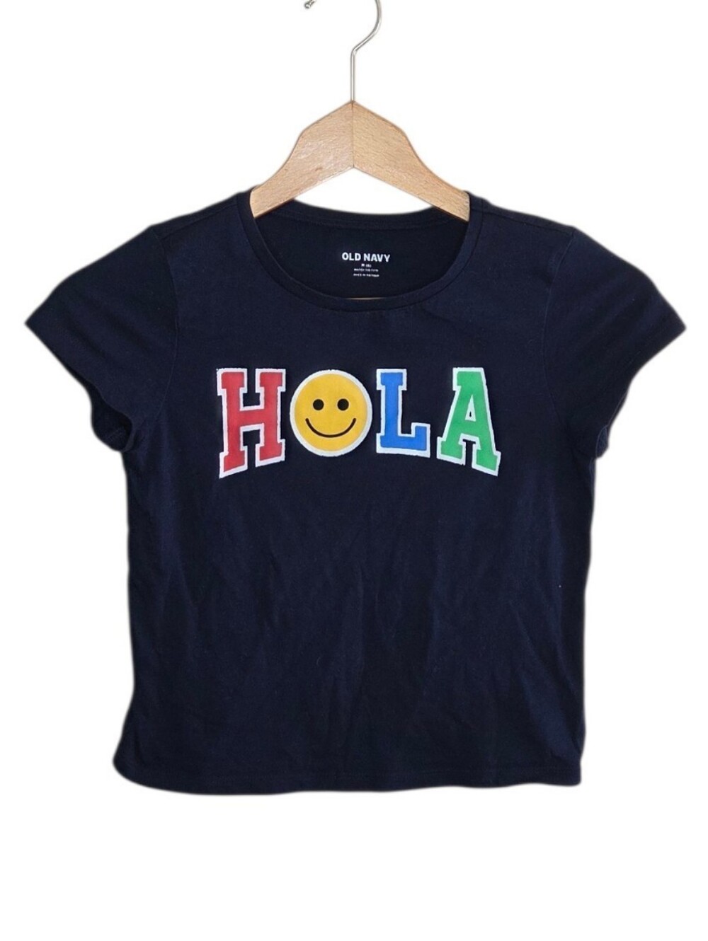 Old Navy Short Sleeve Hola Graphic Tee Girls Size Medium 8 Casual Fun Colorful